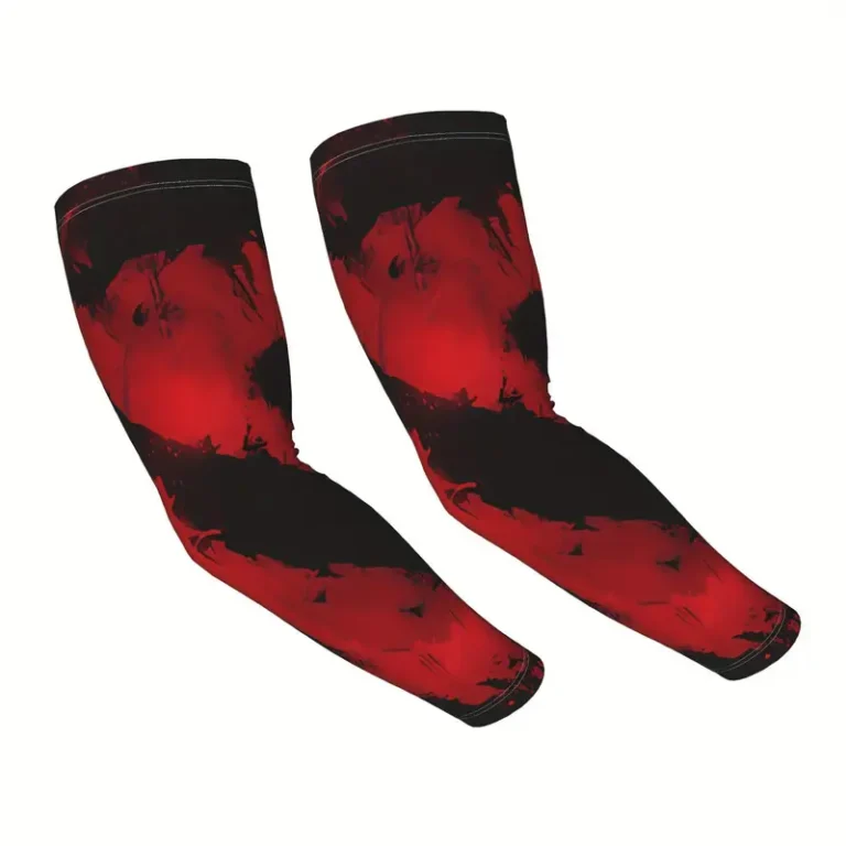 Arm Sleeves – Dota 2-Inspired Half-Finger Gaming Red & Black Unisex - Accessory available at Epic Key Morocco