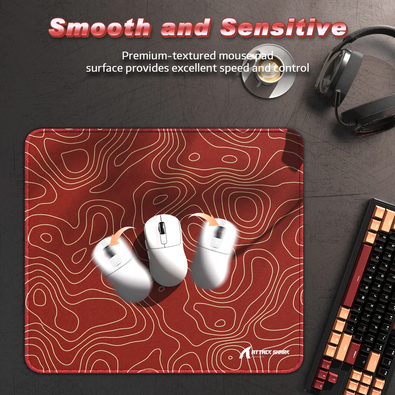 ATTACK SHARK CM02 eSport Gaming Mousepad (Red Contour) - Vue 2 | Mouse Pad Maroc