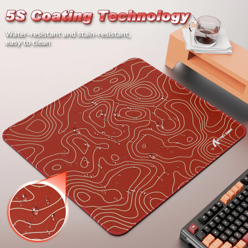 ATTACK SHARK CM02 eSport Gaming Mousepad (Red Contour) - Vue 3 | Mouse Pad Maroc
