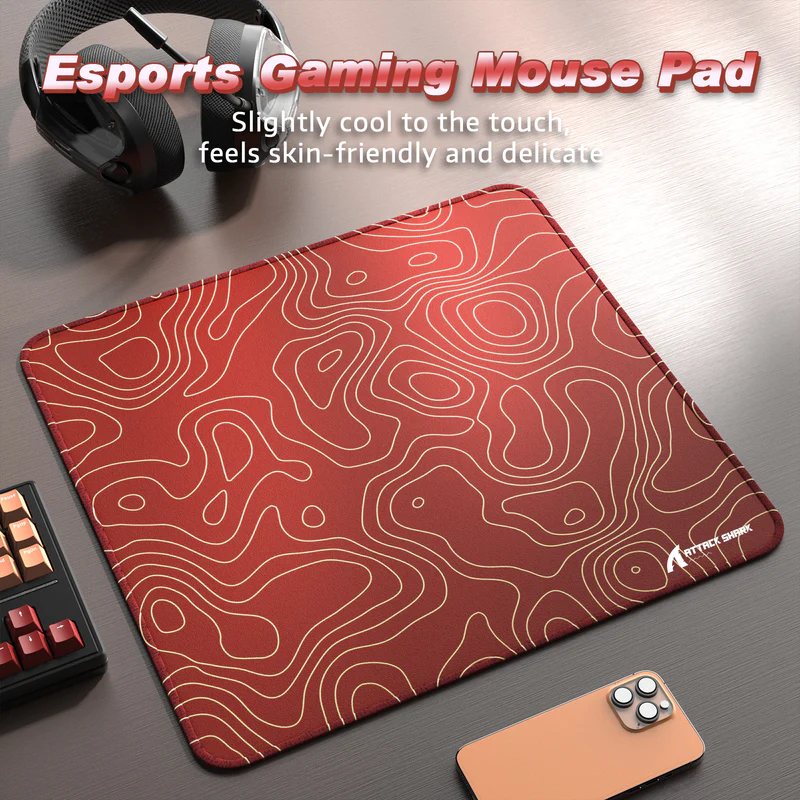 ATTACK SHARK CM02 eSport Gaming Mousepad (Red Contour) - Vue 4 | Mouse Pad Maroc