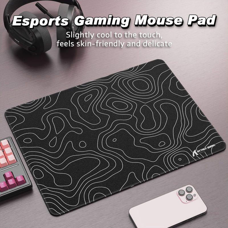 ATTACK SHARK CM02SE eSport Gaming Mousepad (410x310x4 MM) Black Contours - Vue 2 | Mouse Pad Maroc