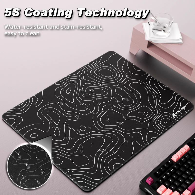 ATTACK SHARK CM02SE eSport Gaming Mousepad (410x310x4 MM) Black Contours - Vue 3 | Mouse Pad Maroc