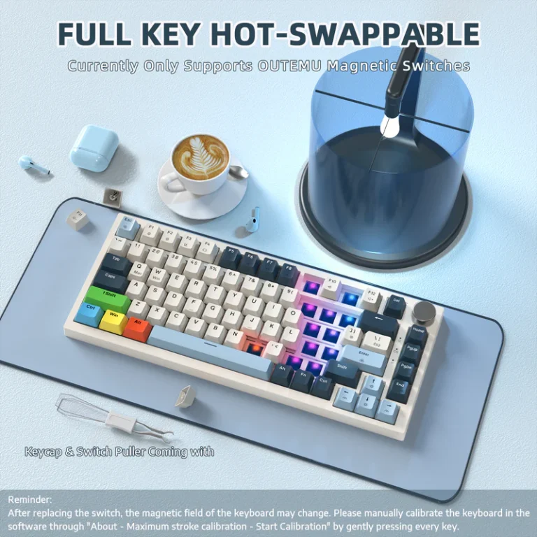 ATTACK SHARK K85 Rapid Trigger Keyboard Magnetic Axis (Blue & Coiled Cable) - Keyboard photo 2 - Epic Key Morocco