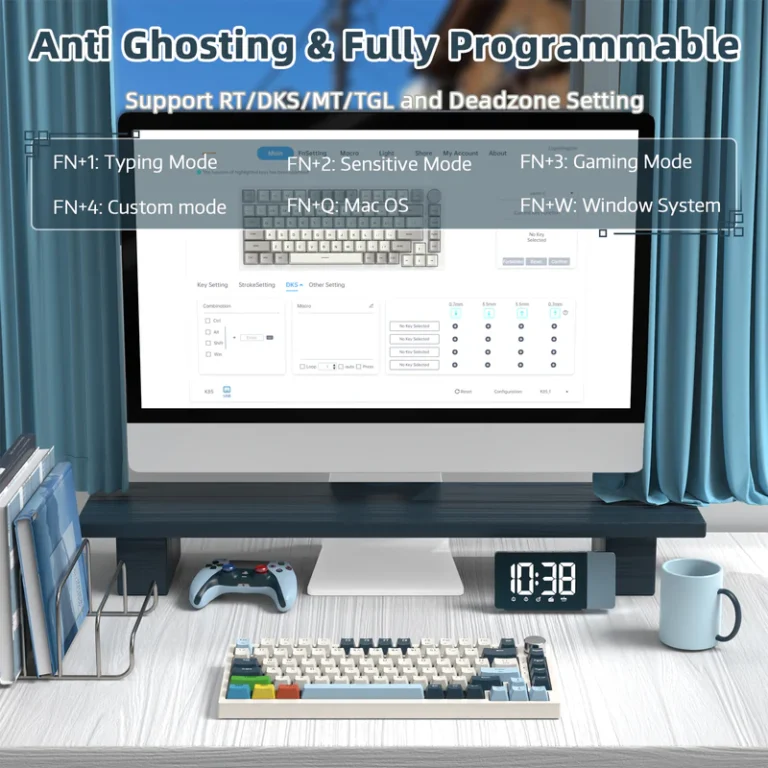 ATTACK SHARK K85 Rapid Trigger Keyboard Magnetic Axis (Blue & Coiled Cable) - Keyboard photo 4 - Epic Key Morocco