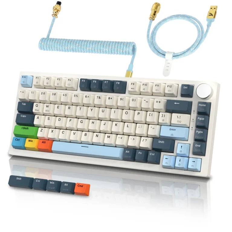 ATTACK SHARK K85 Rapid Trigger Keyboard Magnetic Axis (Blue & Coiled Cable) - Keyboard available at Epic Key Morocco