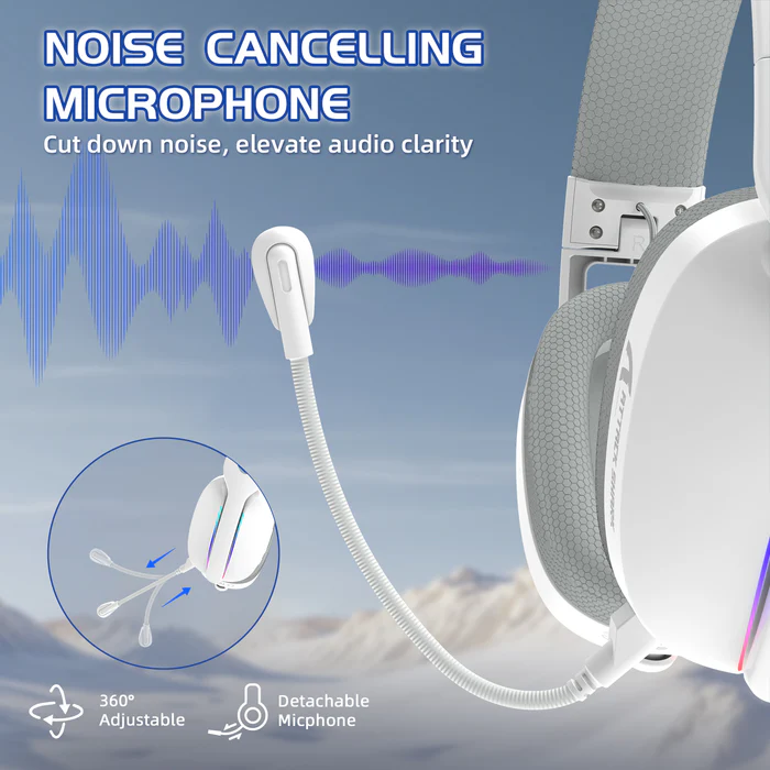 ATTACK SHARK L90 Foldable RGB Ultra-Light Tri-Mode Gaming Headset (White) - Gaming Headset photo 5 - Epic Key Morocco