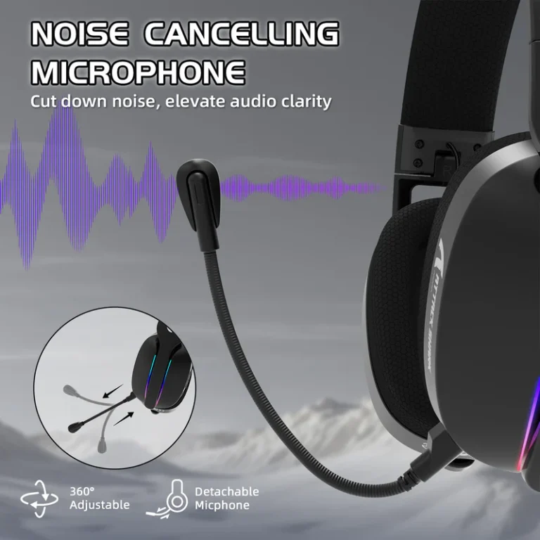 ATTACK SHARK L90 Foldable RGB Ultra-Light Tri-Mode Gaming Headset (Black) - Gaming Headset photo 4 - Epic Key Morocco