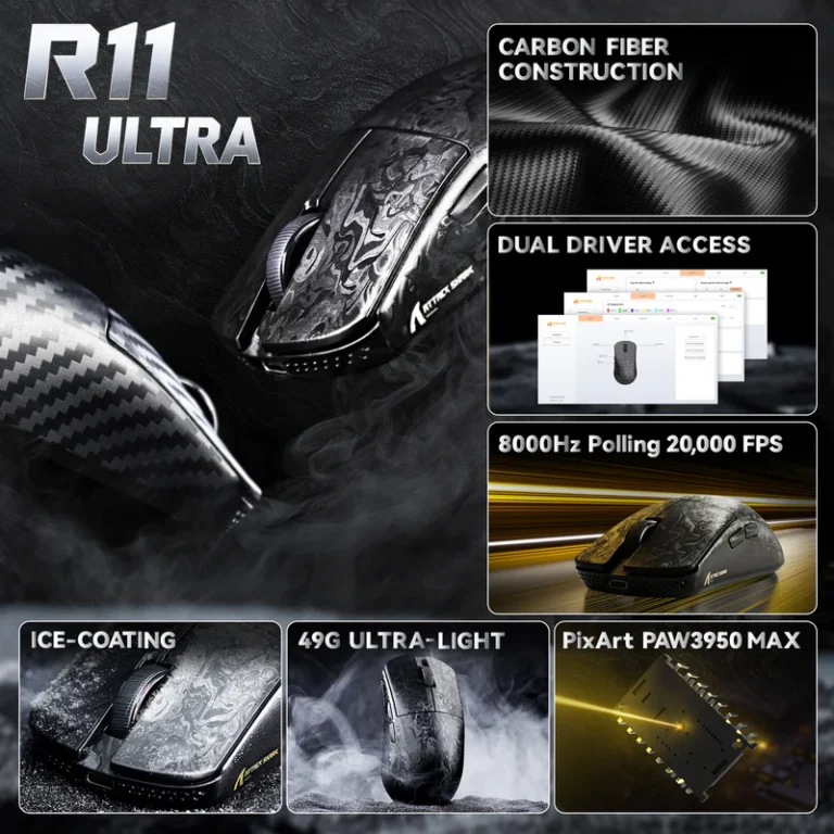 ATTACK SHARK R11 ULTRA Carbon Fiber Wireless Gaming Mouse - Mouse photo 2 - Epic Key Morocco