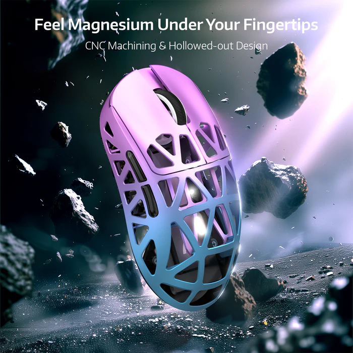ATTACK SHARK R2 45g Magnesium Alloy Gaming Mouse – 8K Wireless, PAW3950 Sensor, 42000 DPI, Tri-Mode Connectivity (Black) - Vue 3 | Mouse Maroc