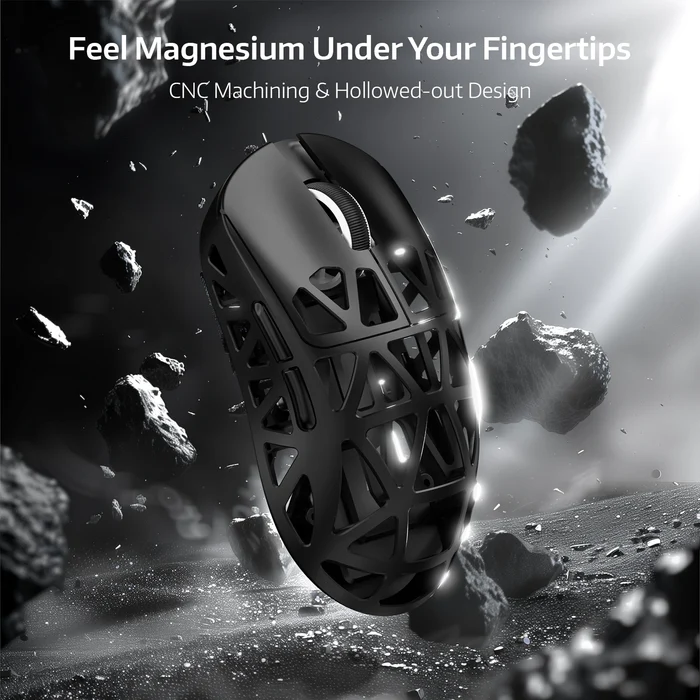 ATTACK SHARK R2 45g Magnesium Alloy Gaming Mouse – 8K Wireless, PAW3950 Sensor, 42000 DPI, Tri-Mode Connectivity (Black) - Mouse photo 2 - Epic Key Morocco