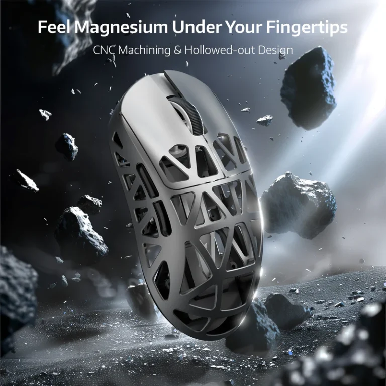 ATTACK SHARK R2 45g Magnesium Alloy Gaming Mouse – 8K Wireless, PAW3950 Sensor, 42000 DPI, Tri-Mode Connectivity (Grey) - Mouse photo 3 - Epic Key Morocco