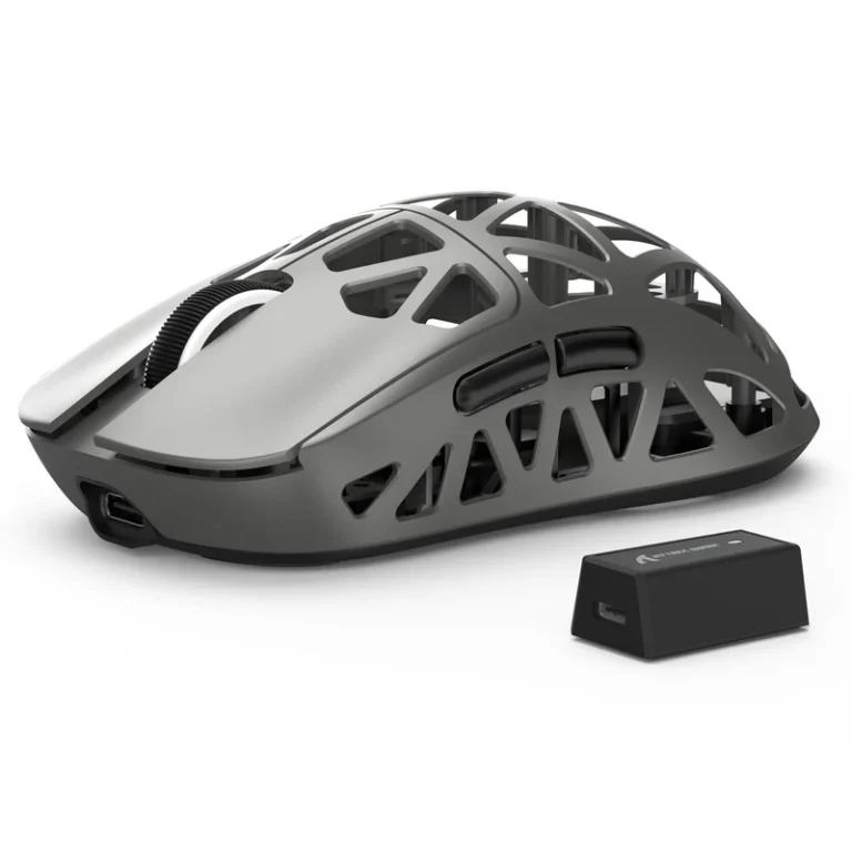 ATTACK SHARK R2 45g Magnesium Alloy Gaming Mouse – 8K Wireless, PAW3950 Sensor, 42000 DPI, Tri-Mode Connectivity (Grey) - Mouse available at Epic Key Morocco