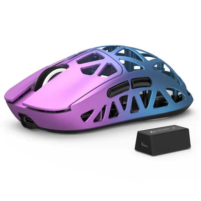 ATTACK SHARK R2 45g Magnesium Alloy Gaming Mouse – 8K Wireless, PAW3950 Sensor, 42000 DPI, Tri-Mode Connectivity (Purple & Blue) - Mouse available at Epic Key Morocco
