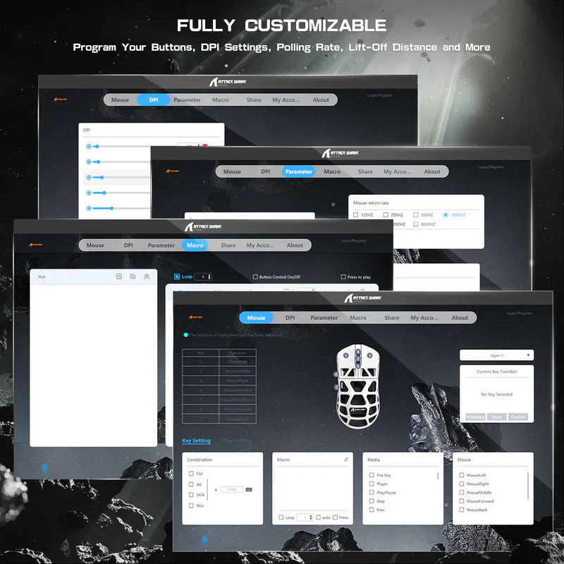 ATTACK SHARK R3 Magnesium Alloy Gaming Mouse 8K - Vue 6 | Mouse Maroc
