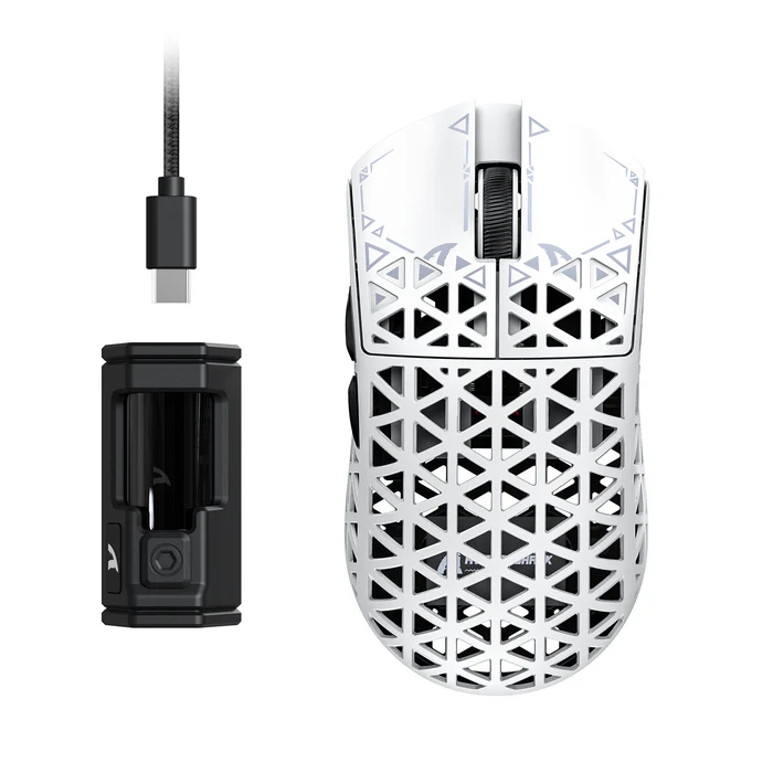 ATTACK SHARK R5 Ultra Carbon Fiber 39g Gaming Mouse – 8K Wireless, PAW3950MAX Sensor, Tri-Mode, 42000 DPI (white) - Mouse available at Epic Key Morocco