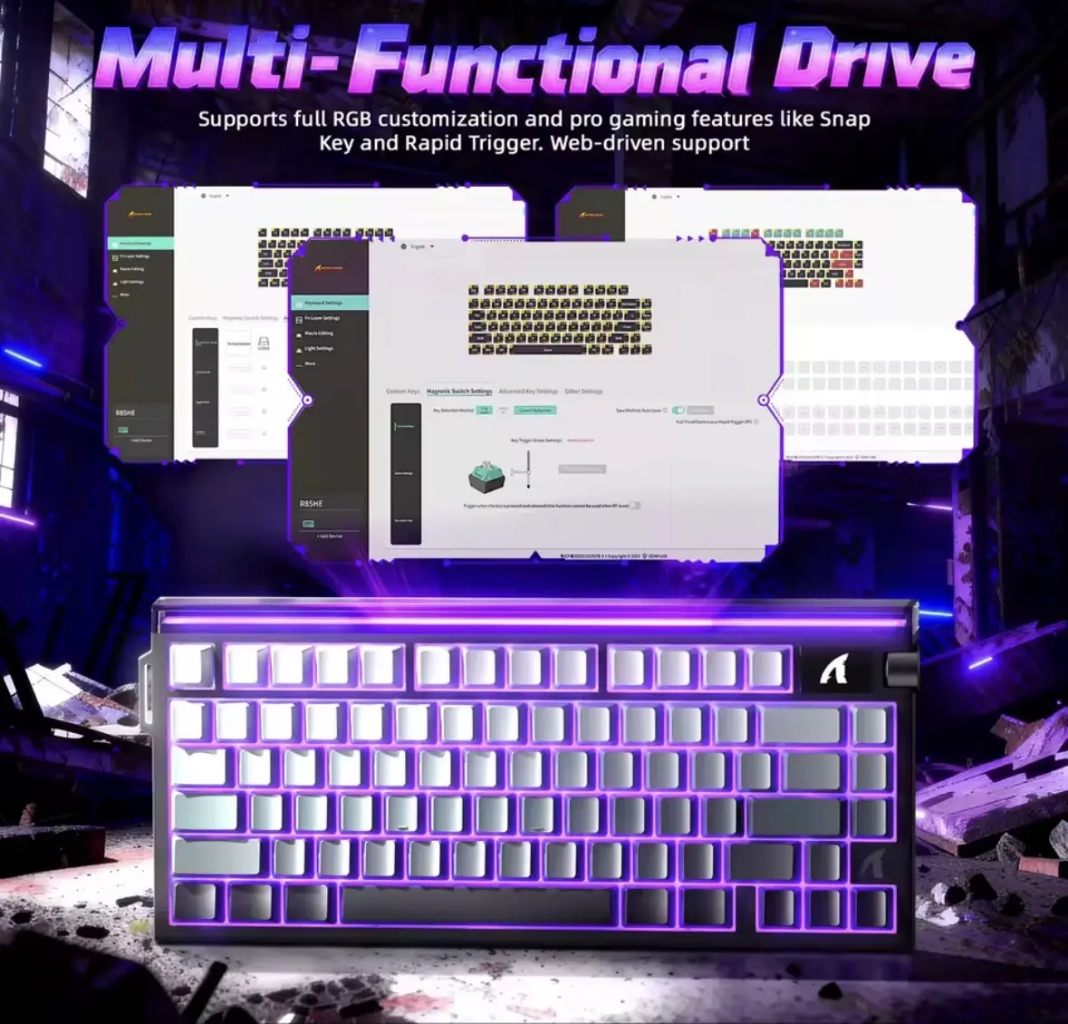 ATTACK SHARK R85 HE Rapid Trigger Keyboard Magnetic - Vue 3 | Keyboard Maroc