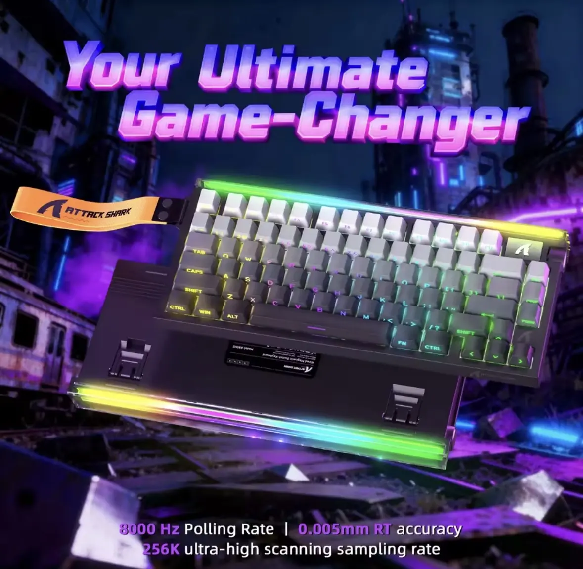 ATTACK SHARK R85 HE Rapid Trigger Keyboard Magnetic - Vue 4 | Keyboard Maroc