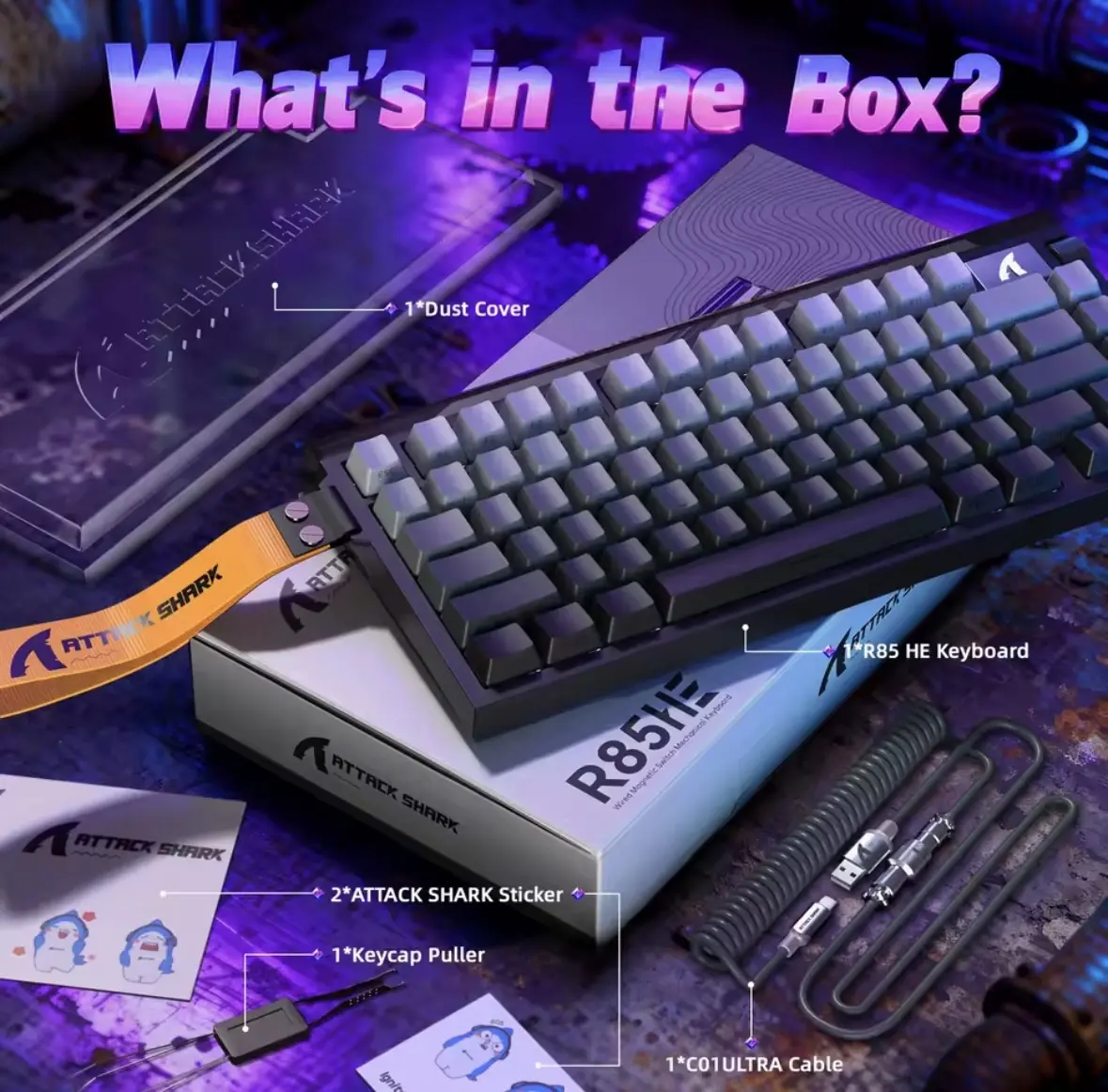 ATTACK SHARK R85 HE Rapid Trigger Keyboard Magnetic - Vue 5 | Keyboard Maroc