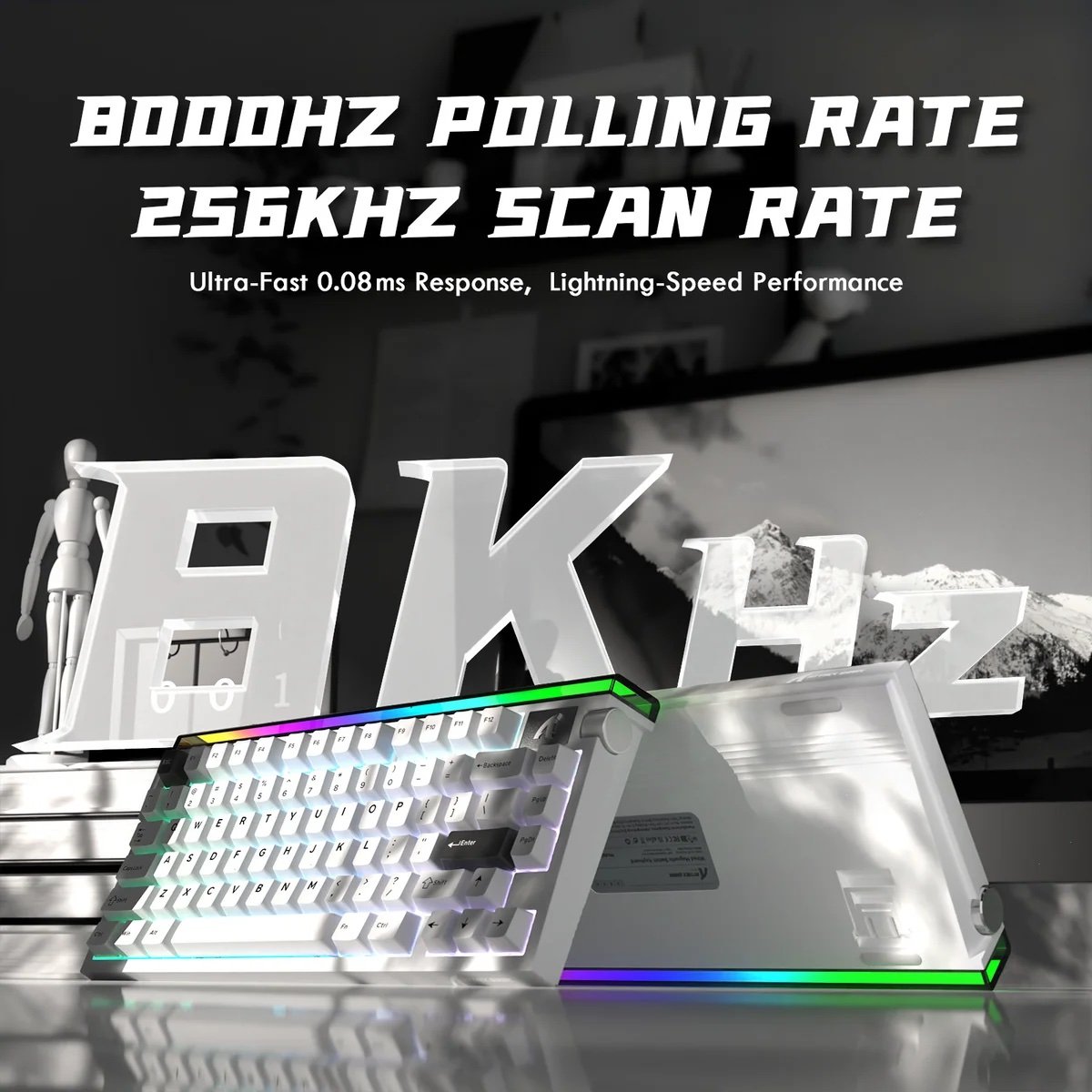 ATTACK SHARK R85 HE Rapid Trigger Keyboard Magnetic (White) - Vue 3 | Magnetic Keyboards Maroc