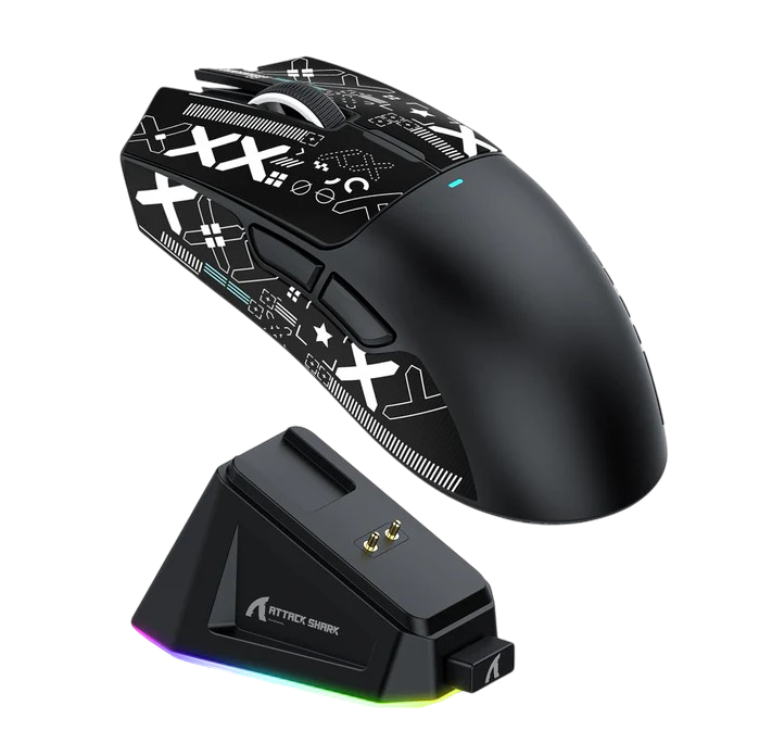ATTACK SHARK X11 Wireless Gaming Mouse with Charging Dock (black) - Mouse available at Epic Key Morocco
