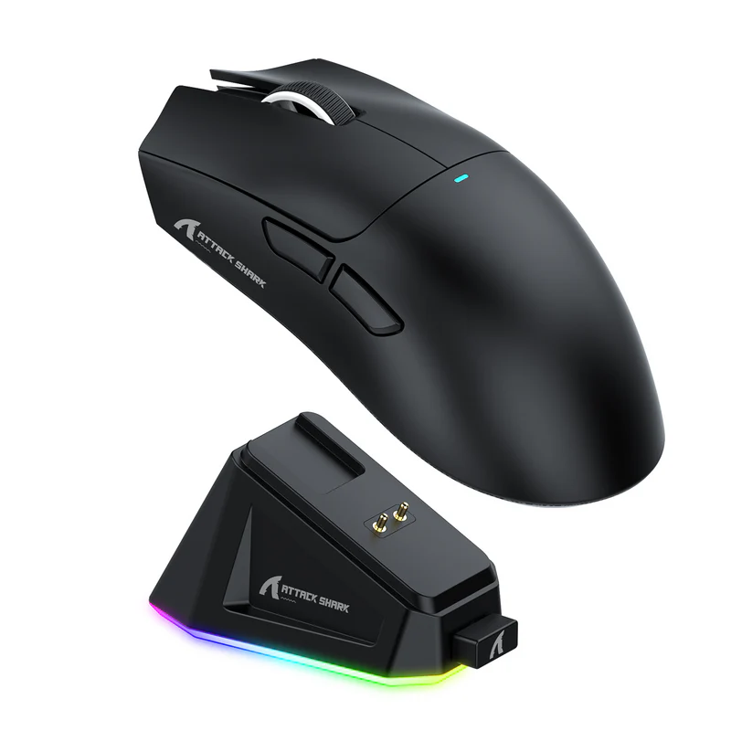 ATTACK SHARK X11 Wireless Gaming Mouse with Charging Dock (black) (No Stickers) - Epic Key Morocco