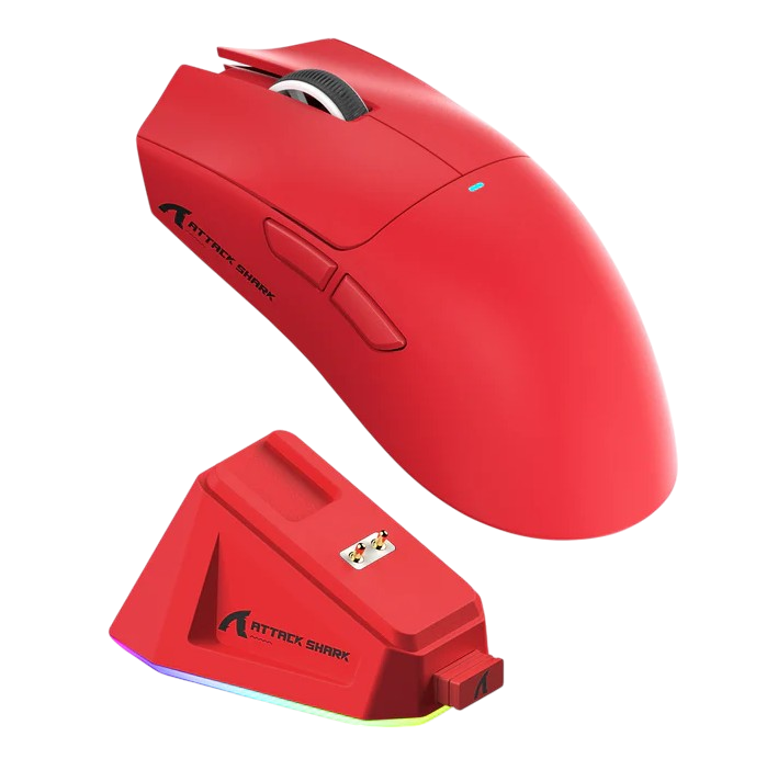ATTACK SHARK X11 Wireless Gaming Mouse with Charging Dock (Red) No stickers - Mouse available at Epic Key Morocco