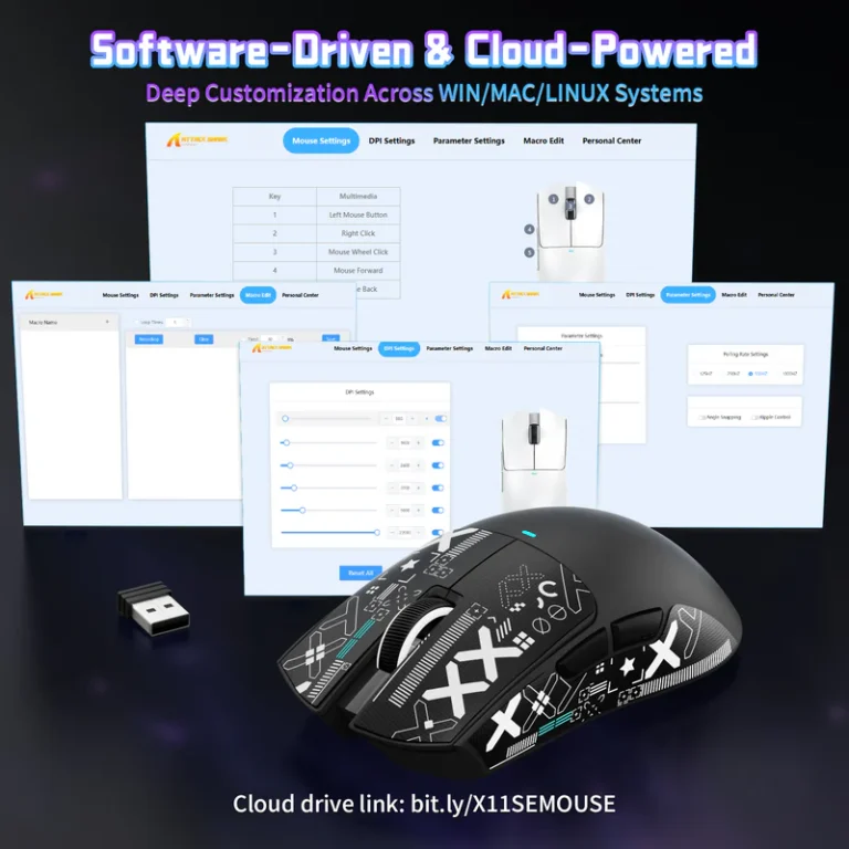 ATTACK SHARK X11SE Wireless Gaming Mouse (Black) - Mouse photo 4 - Epic Key Morocco