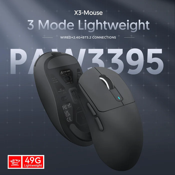 ATTACK SHARK X3 Wireless Gaming Mouse PAW3395 Superlight (Black) - Mouse photo 3 - Epic Key Morocco