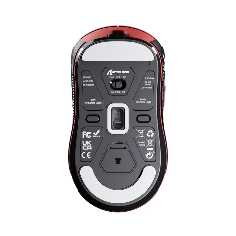 ATTACK SHARK X3 Wireless Gaming Mouse PAW3395 Superlight (Red) - Mouse photo 5 - Epic Key Morocco