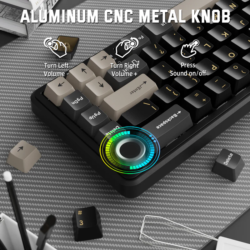 ATTACK SHARK X66 60% Wireless Mechanical Keyboard – Gasket Mount, Tri-Mode, Pre-Lubed Switches, RGB, PBT Keycaps (Starry Black) - Vue 7 | Mechanical Keyboard Maroc