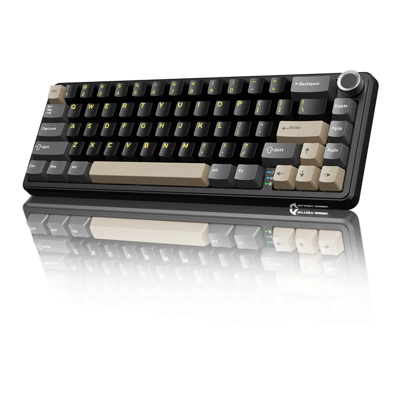 ATTACK SHARK X66 60% Wireless Mechanical Keyboard – Gasket Mount, Tri-Mode, Pre-Lubed Switches, RGB, PBT Keycaps (Starry Black) - Epic Key Morocco