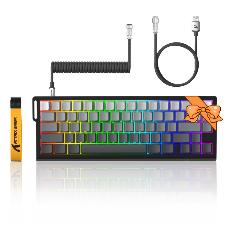 ATTACK SHARK X68 HE – 60% Wired Magnetic Gaming Keyboard with Rapid Trigger, 8KHz Polling Rate, C01PRO Coiled Cable, and RGB Backlight - Keyboard | Acheter au Maroc - Epic Key