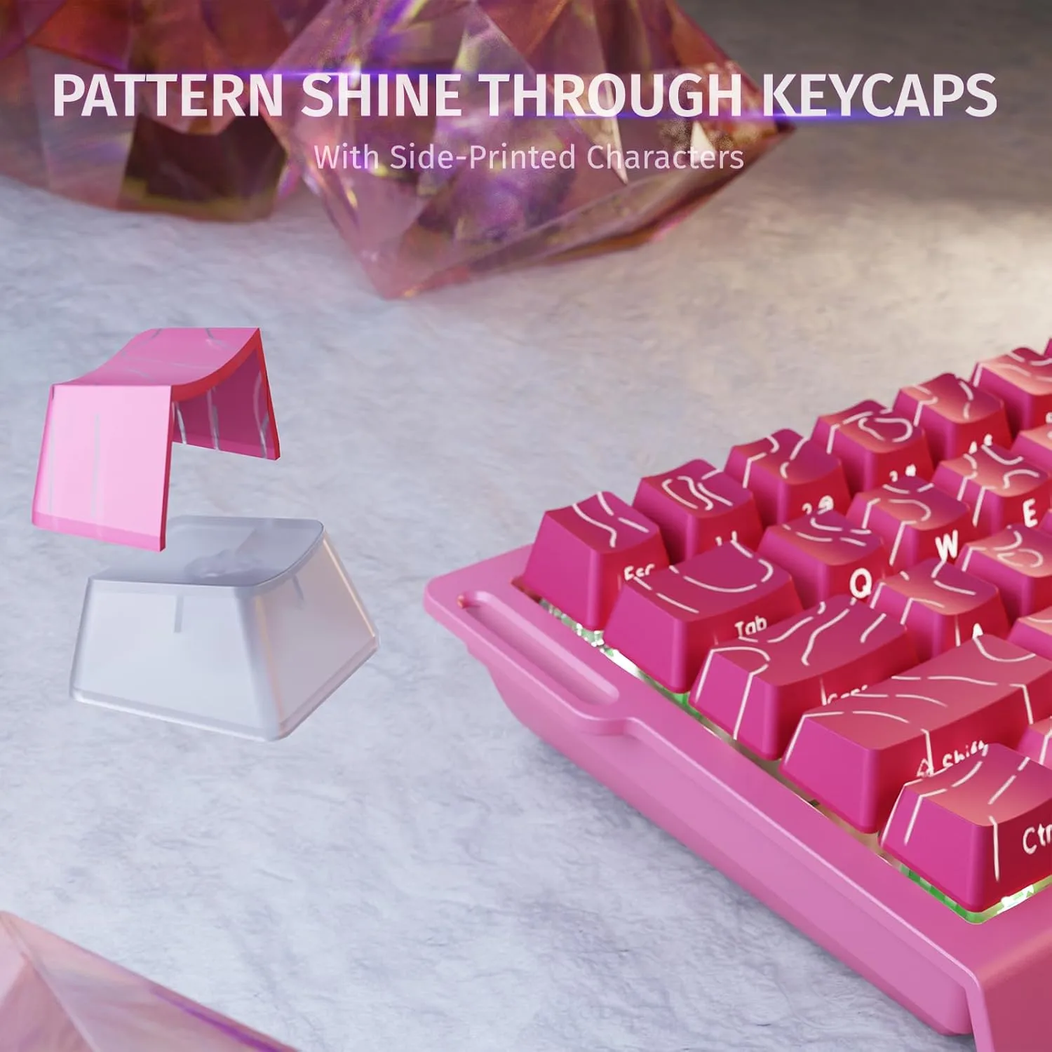ATTACK SHARK X68 HE Rapid Trigger Keyboard Magnetic Switch (Pink Contours) - Vue 5 | Keyboard Maroc