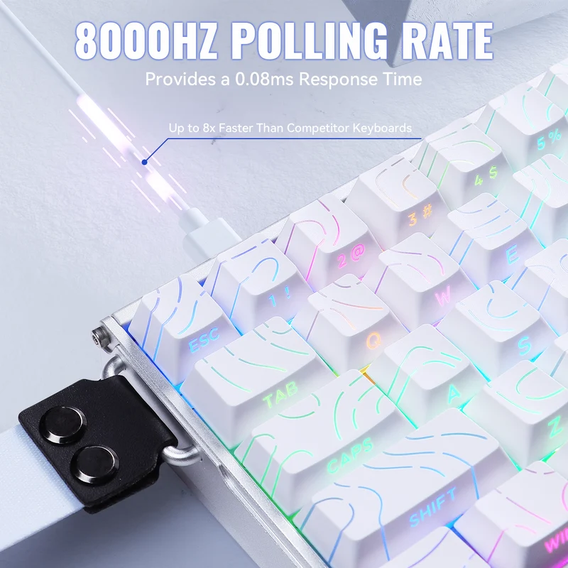 ATTACK SHARK X68 MAX HE Rapid Trigger Aluminum Keyboard Magnetic Switch (White Contours) - Vue 3 | Magnetic Keyboards Maroc