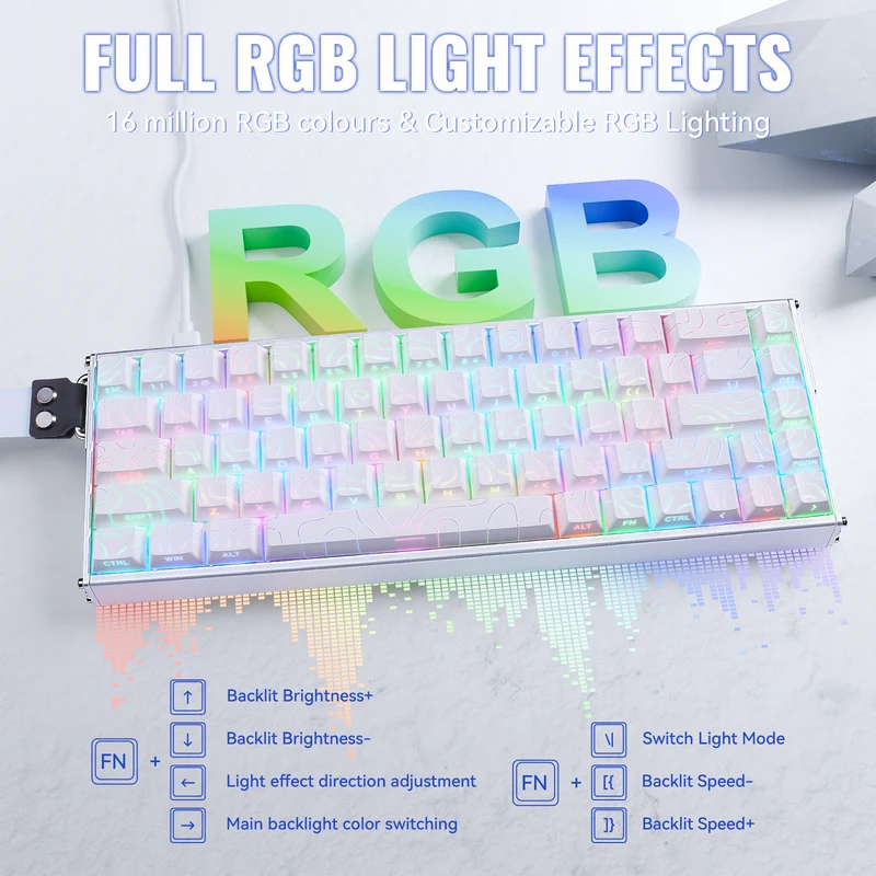 ATTACK SHARK X68 MAX HE Rapid Trigger Aluminum Keyboard Magnetic Switch (White Contours) - Vue 5 | Magnetic Keyboards Maroc