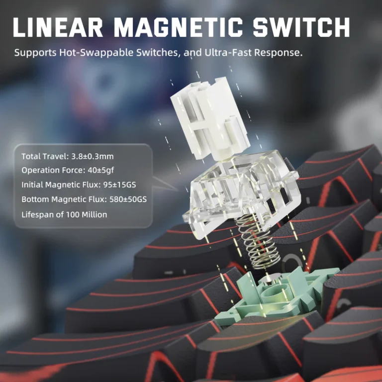 ATTACK SHARK X68PRO HE Wireless Rapid Trigger Keyboard Magnetic Switch (Red) - Keyboard photo 5 - Epic Key Morocco