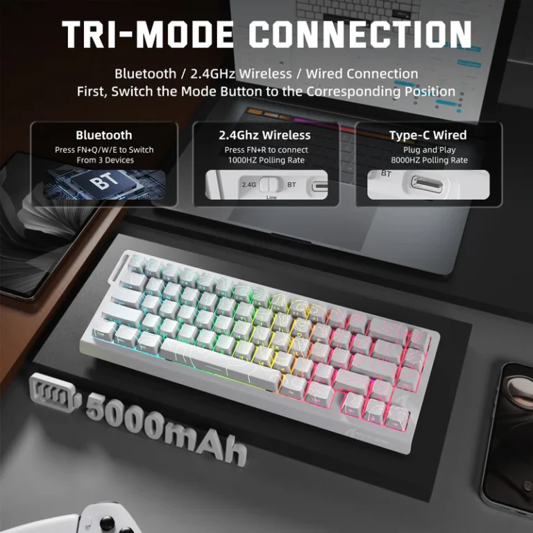 ATTACK SHARK X68PRO HE Wireless Rapid Trigger Keyboard Magnetic Switch (White) - Keyboard photo 3 - Epic Key Morocco
