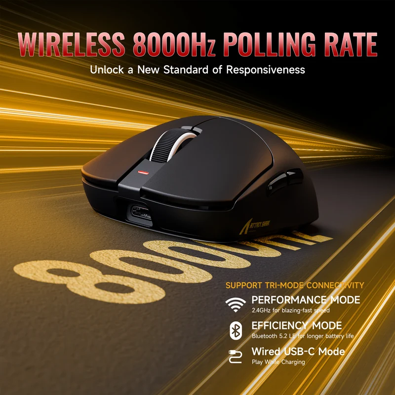 ATTACK SHARK X8 Ultra (Black) - Vue 4 | Mouse Maroc