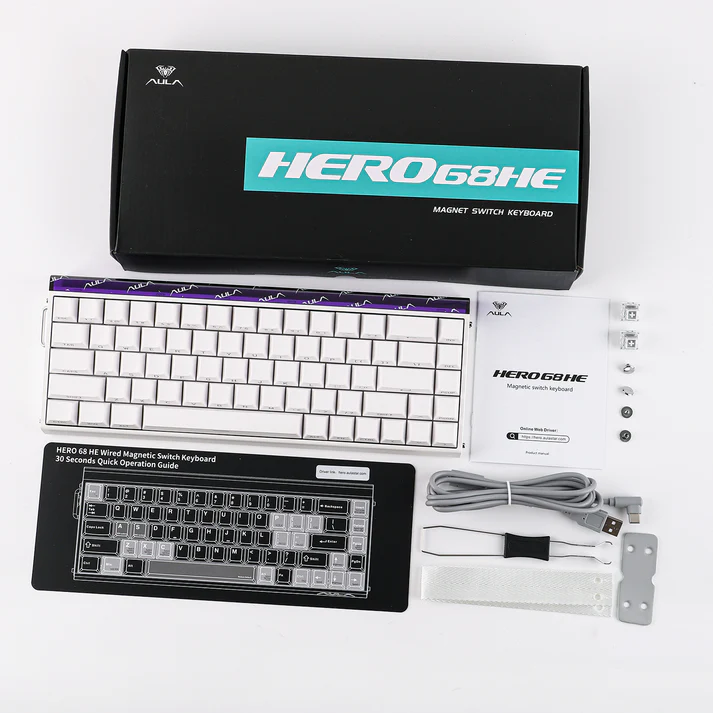 AULA HERO 68 HE – 65% Wired Hall Effect Gaming Keyboard | 8KHz | 128KHz Scan Rate - Vue 6 | Magnetic Keyboards Maroc