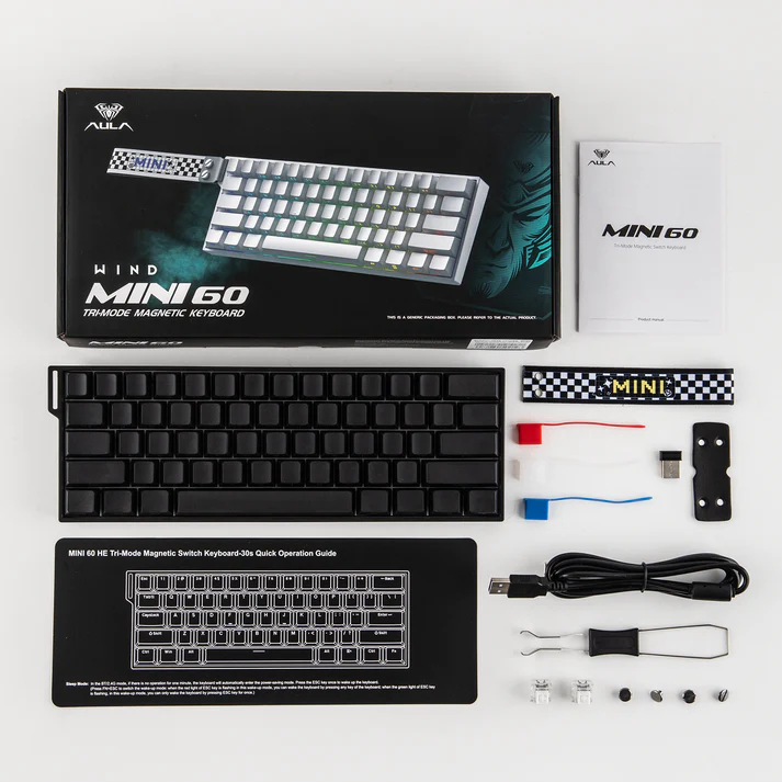 AULA MINI60 Pro Tri-Mod - 60% Magnetic Gaming Keyboard - Vue 6 | Keyboard Maroc