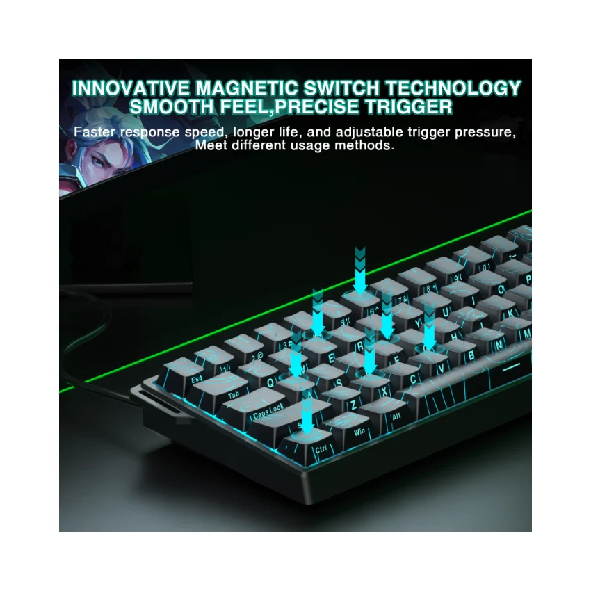 AULA WIN60 HE Series (Black contour lines) - Vue 3 | Keyboard Maroc