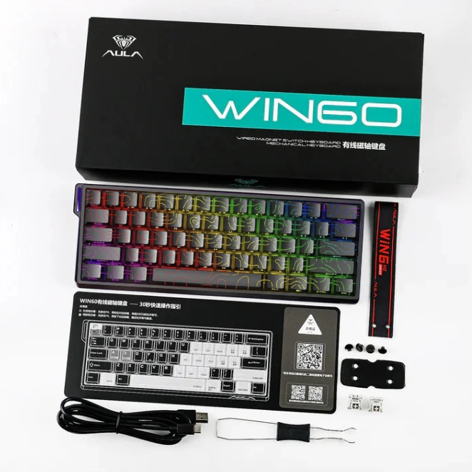 AULA WIN60 HE Series (Black contour lines) - Vue 5 | Keyboard Maroc