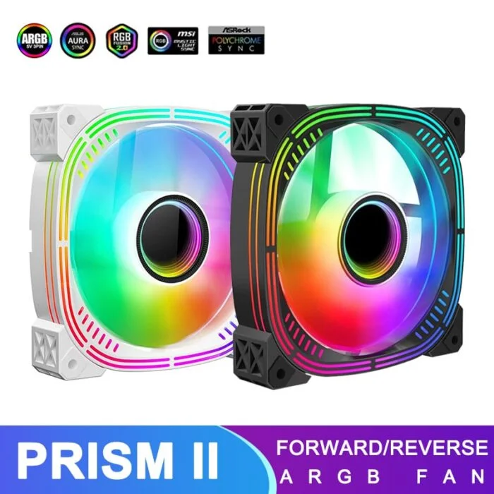 Case Fan 5V 3PIN ARGB AURA Temperature Control Silent PWM CPU Cooling Fan Prism II (Black) - Vue 2 | Accessory Maroc