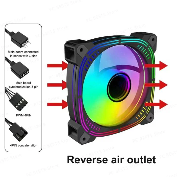 Case Fan 5V 3PIN ARGB AURA Temperature Control Silent PWM CPU Cooling Fan Prism II (Black) - Vue 5 | Accessory Maroc