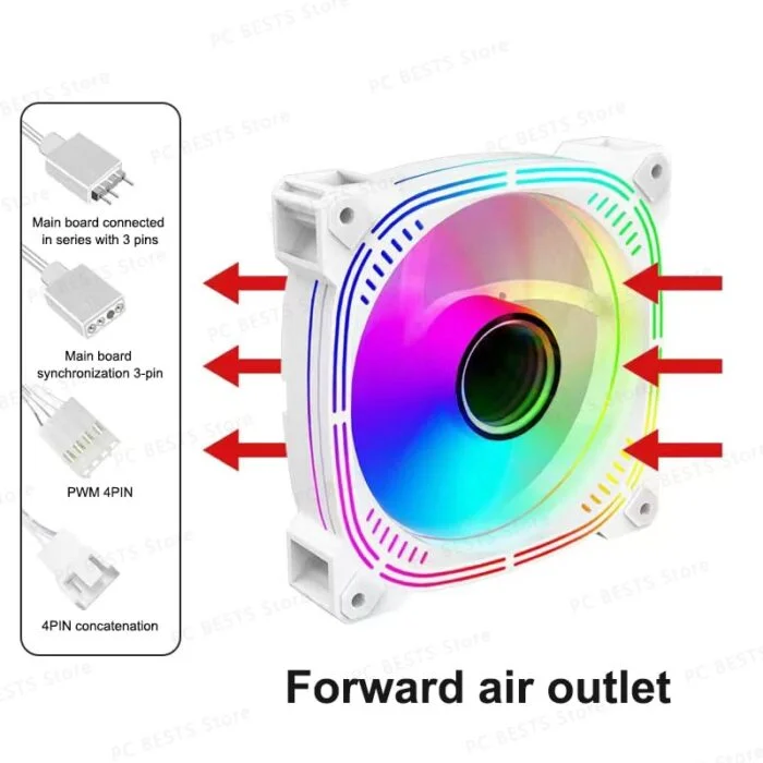 Case Fan 5V 3PIN ARGB AURA Temperature Control Silent PWM CPU Cooling Fan Prism II (White) - Vue 5 | Accessory Maroc