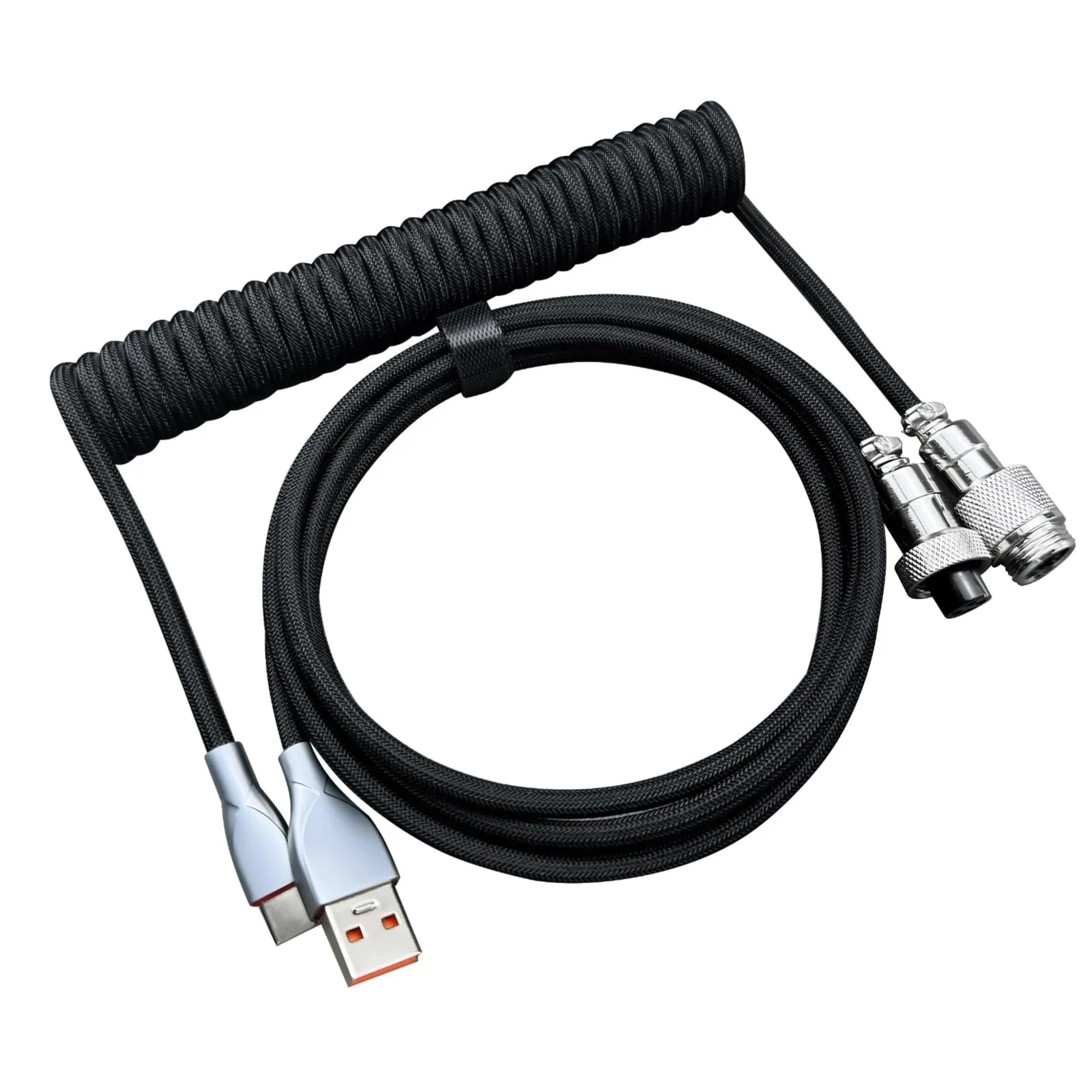 Custom Coiled Keyboard Cable - USB-C to USB-A with Aviator Connector (Black, 3m) - Accessory | Acheter au Maroc - Epic Key
