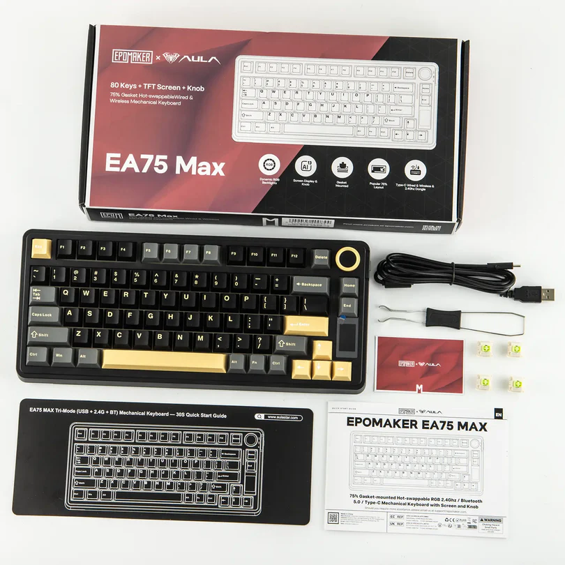 EPOMAKER x AULA EA75 Max Wireless Mechanical Keyboard - Vue 7 | Keyboard Maroc