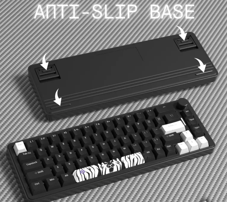 Golden Lion GM68 65% Hot-Swappable Mechanical Keyboard Red/Silver Switches (Black) - Keyboard photo 2 - Epic Key Morocco