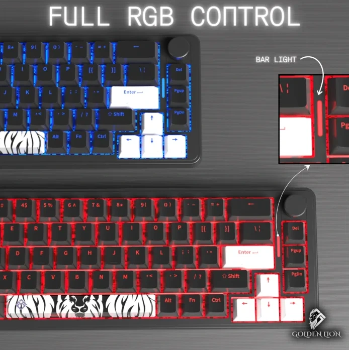 Golden Lion GM68 65% Hot-Swappable Mechanical Keyboard Red/Silver Switches (Black) - Keyboard photo 4 - Epic Key Morocco