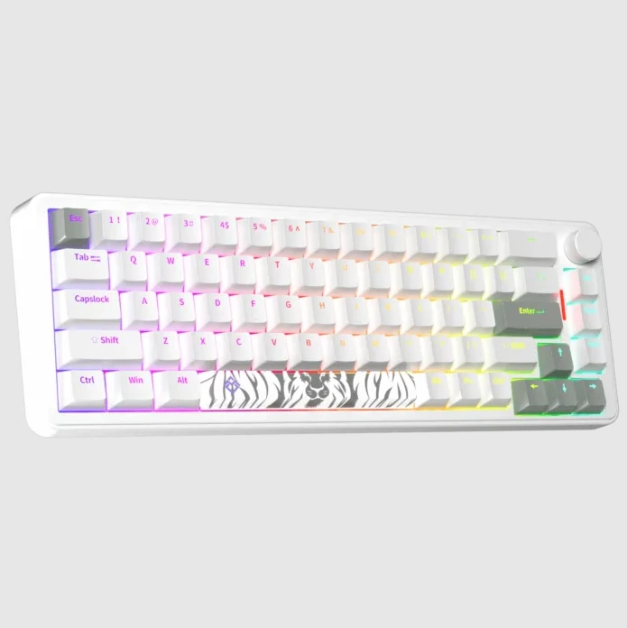 Golden Lion GM68 65% Hot-Swappable Mechanical Keyboard Red/Silver Switches (White) - Keyboard available at Epic Key Morocco